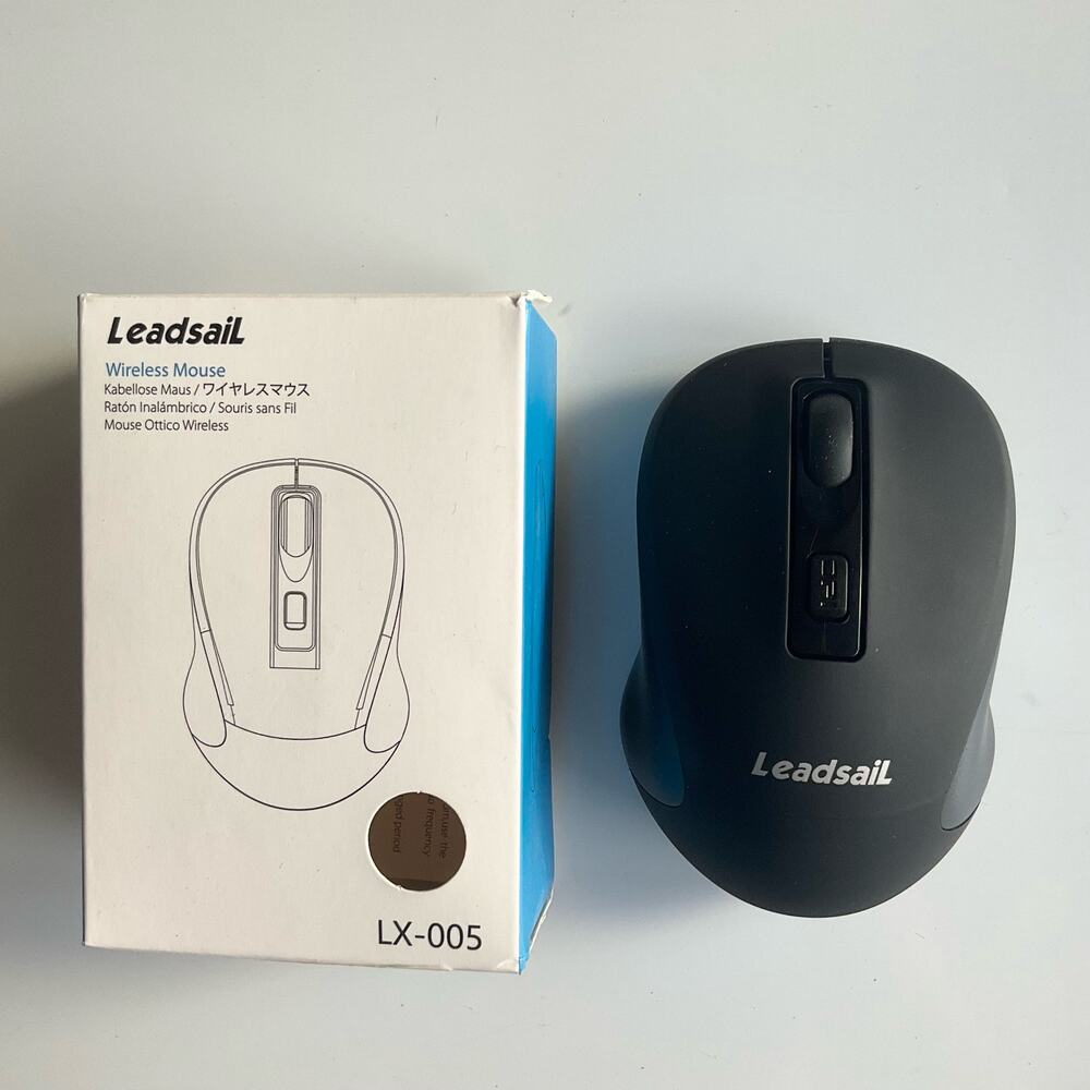 LeadsaiL Wireless Mouse, 2.4GHz USB, Noiseless, Compact, Portable, Black